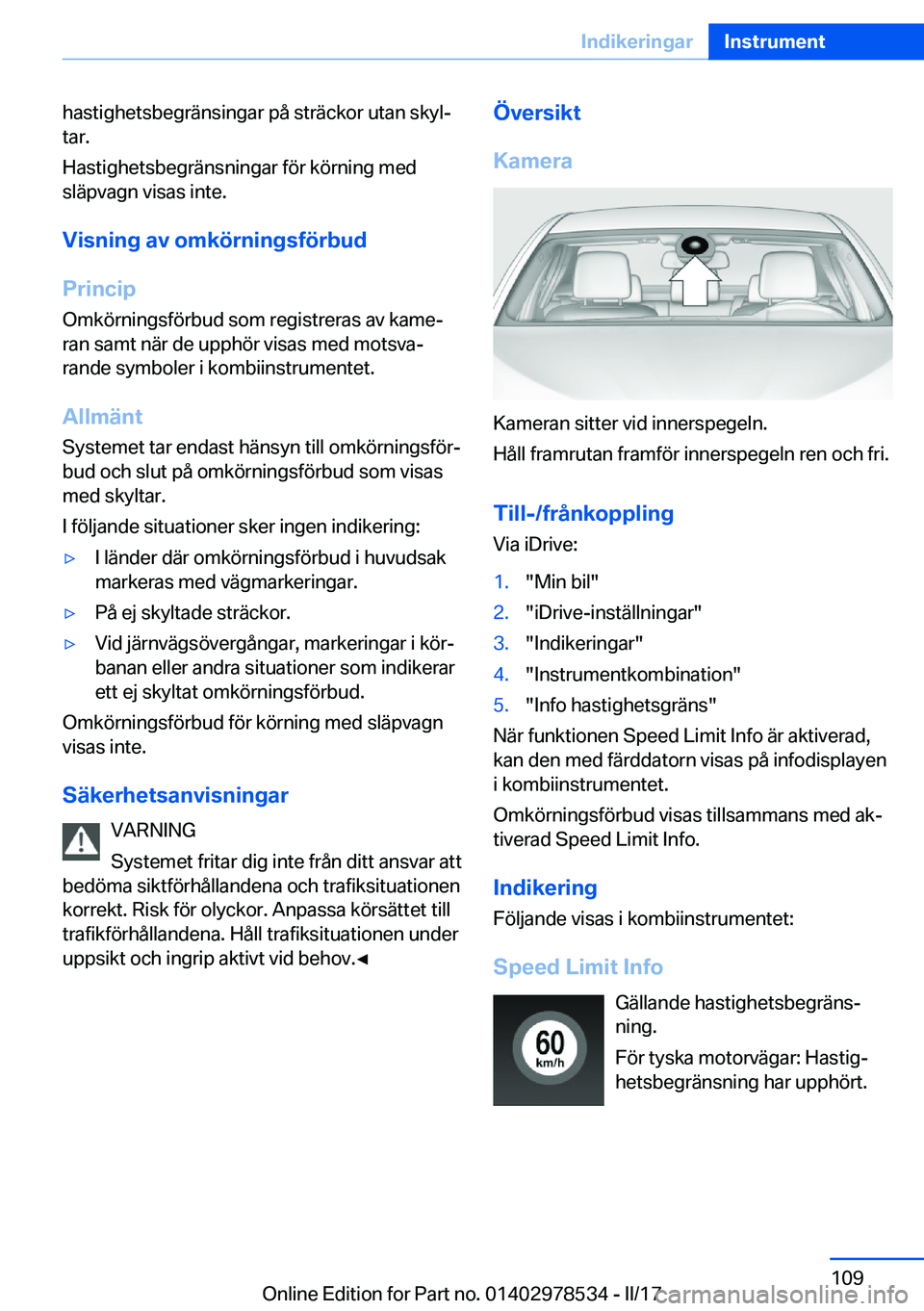 BMW X6 M 2017  InstruktionsbÖcker (in Swedish) �h�a�s�t�i�g�h�e�t�s�b�e�g�r�ä�n�s�i�n�g�a�r� �p�å� �s�t�r�ä�c�k�o�r� �u�t�a�n� �s�k�y�lj�t�a�r�.
�H�a�s�t�i�g�h�e�t�s�b�e�g�r�ä�n�s�n�i�n�g�a�r� �f�ö�r� �k�ö�r�n�i�n�g� �m�e�d
�s�l�ä�p�v�a�g�