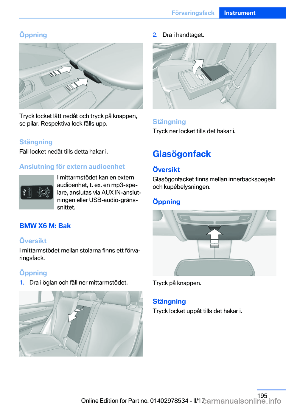BMW X6 M 2017  InstruktionsbÖcker (in Swedish) �