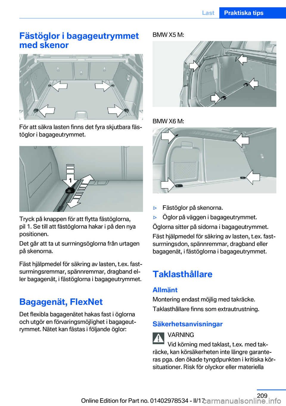 BMW X6 M 2017  InstruktionsbÖcker (in Swedish) �F�ä�s�t�