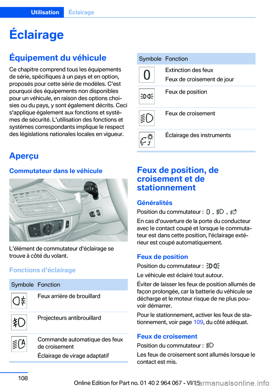 BMW X6 M 2016 Notices Demploi (in French) ÉclairageÉquipement du véhiculeCe chapitre comprend tous les équipements
de série, spécifiques à un pays et en option,
proposés pour cette série de modèles. C'est
pourquoi des équipemen BMW X6 M 2016 Notices Demploi (in French) ÉclairageÉquipement du véhiculeCe chapitre comprend tous les équipements
de série, spécifiques à un pays et en option,
proposés pour cette série de modèles. C'est
pourquoi des équipemen