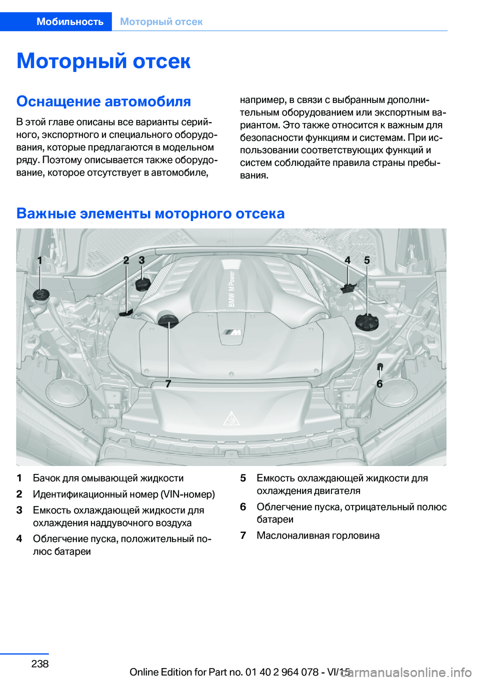 BMW X6 M 2016 Руково Моторный отсекОснащение автомобиля
В этой главе описаны все варианты серий‐
ного, экспортного и специально BMW X6 M 2016 Руково Моторный отсекОснащение автомобиля
В этой главе описаны все варианты серий‐
ного, экспортного и специально