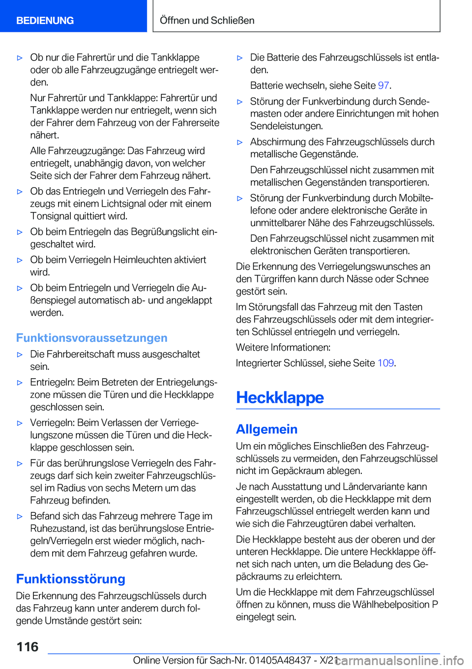 BMW X7 2022  Betriebsanleitungen (in German) x�O�b��n�u�r��d�i�e��F�a�h�r�e�r�t�