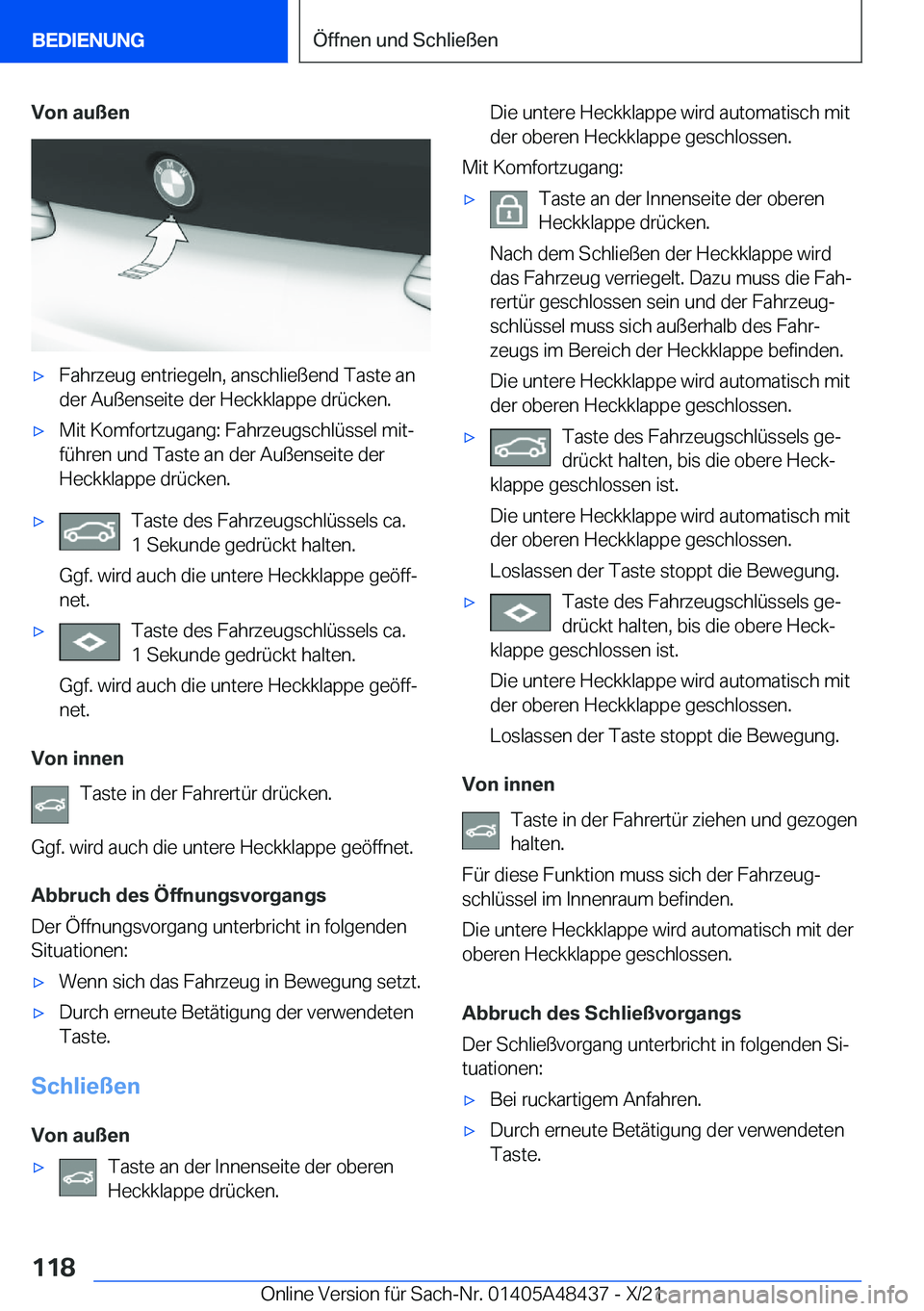 BMW X7 2022  Betriebsanleitungen (in German) �V�o�n��a�u�