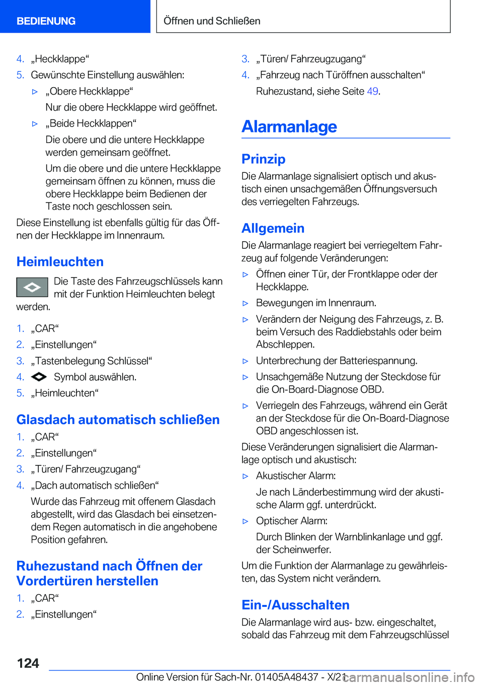 BMW X7 2022  Betriebsanleitungen (in German) �4�.x�H�e�c�k�k�l�a�p�p�ev�5�.�G�e�w�