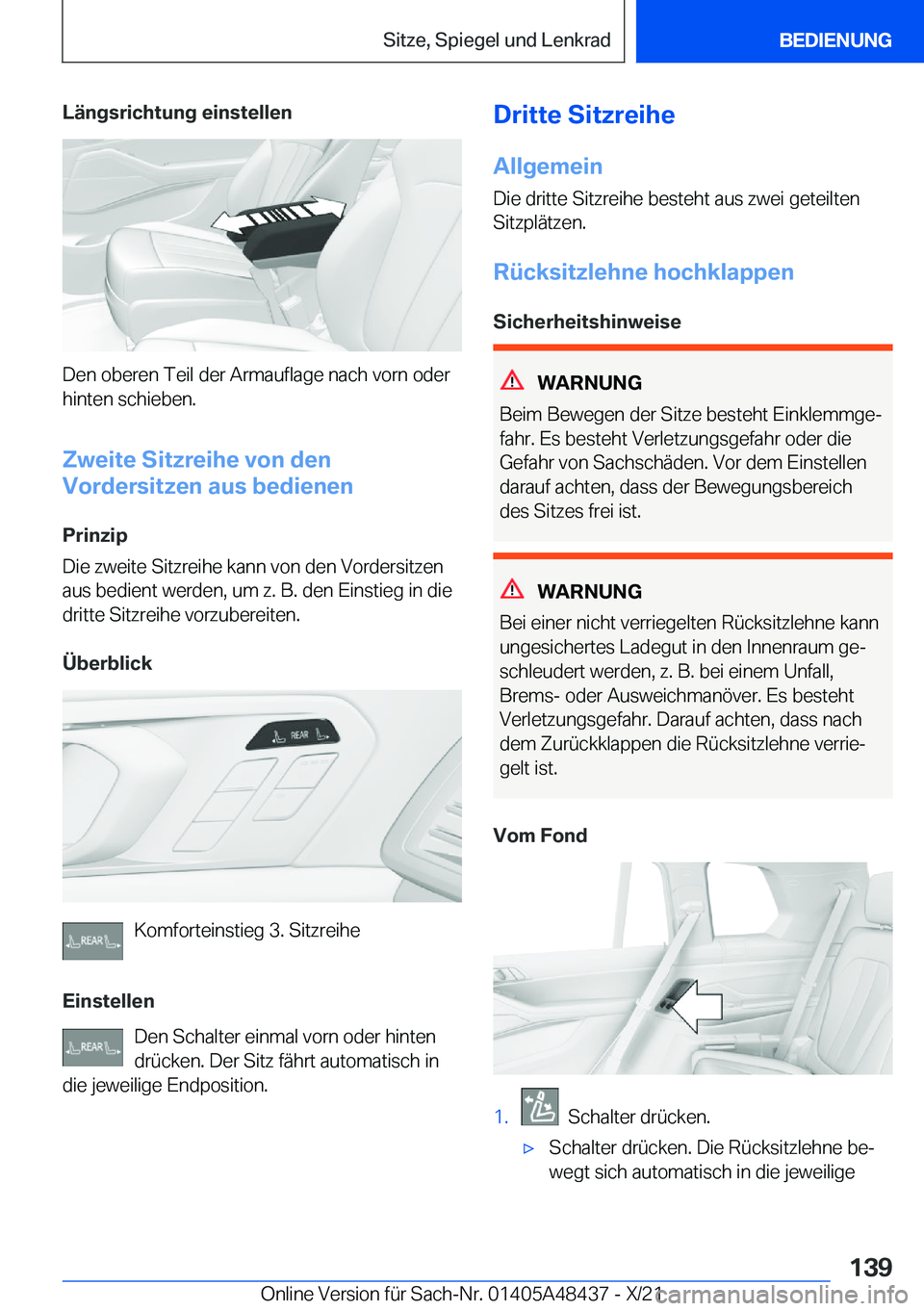 BMW X7 2022  Betriebsanleitungen (in German) �L�