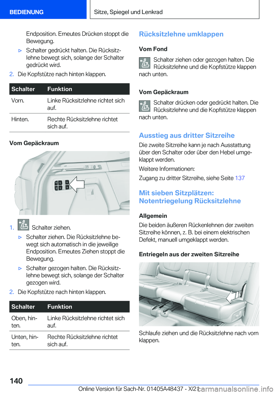 BMW X7 2022  Betriebsanleitungen (in German) �E�n�d�p�o�s�i�t�i�o�n�.��E�r�n�e�u�t�e�s��D�r�