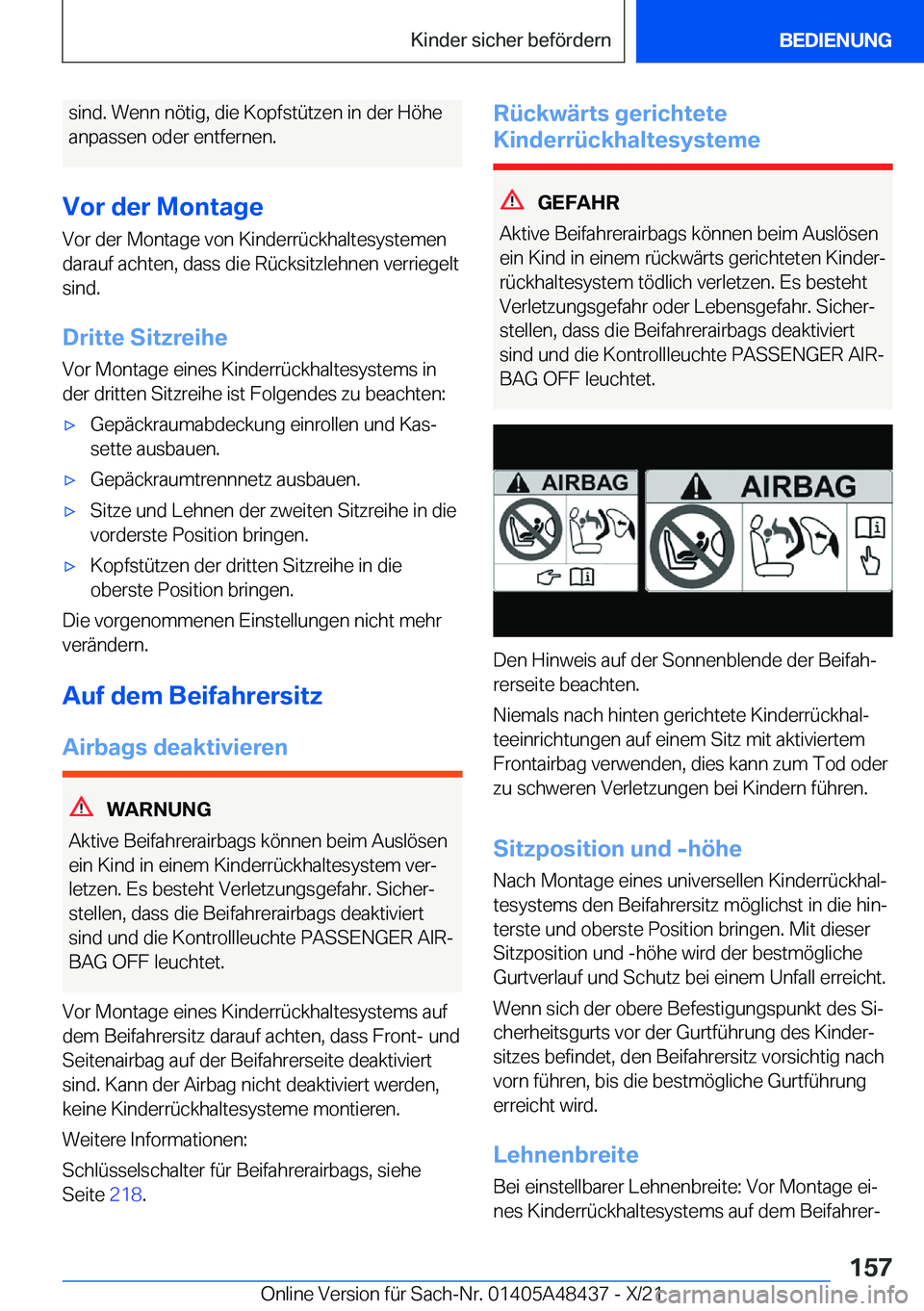 BMW X7 2022  Betriebsanleitungen (in German) �s�i�n�d�.��W�e�n�n��n�