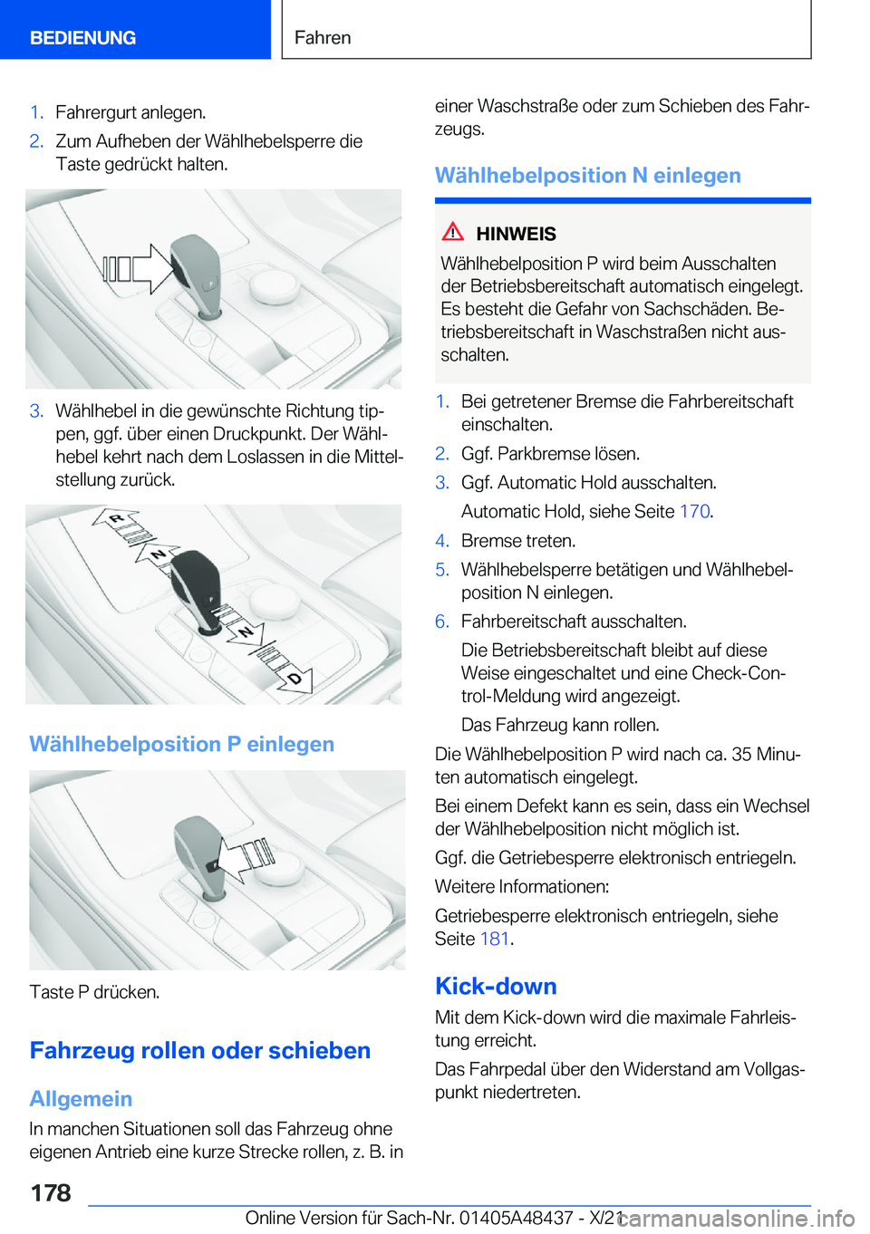 BMW X7 2022  Betriebsanleitungen (in German) �1�.�F�a�h�r�e�r�g�u�r�t��a�n�l�e�g�e�n�.�2�.�Z�u�m��A�u�f�h�e�b�e�n��d�e�r��W�