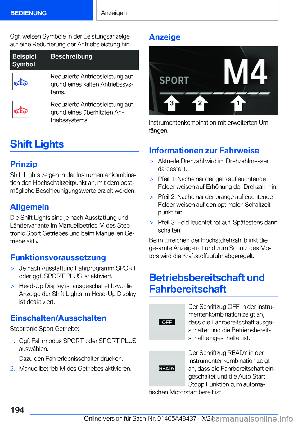 BMW X7 2022  Betriebsanleitungen (in German) �G�g�f�.��w�e�i�s�e�n��S�y�m�b�o�l�e��i�n��d�e�r��L�e�i�s�t�u�n�g�s�a�n�z�e�i�g�e�a�u�f��e�i�n�e��R�e�d�u�z�i�e�r�u�n�g��d�e�r��A�n�t�r�i�e�b�s�l�e�i�s�t�u�n�g��h�i�n�.�B�e�i�s�p�i�e�l
�S�y�