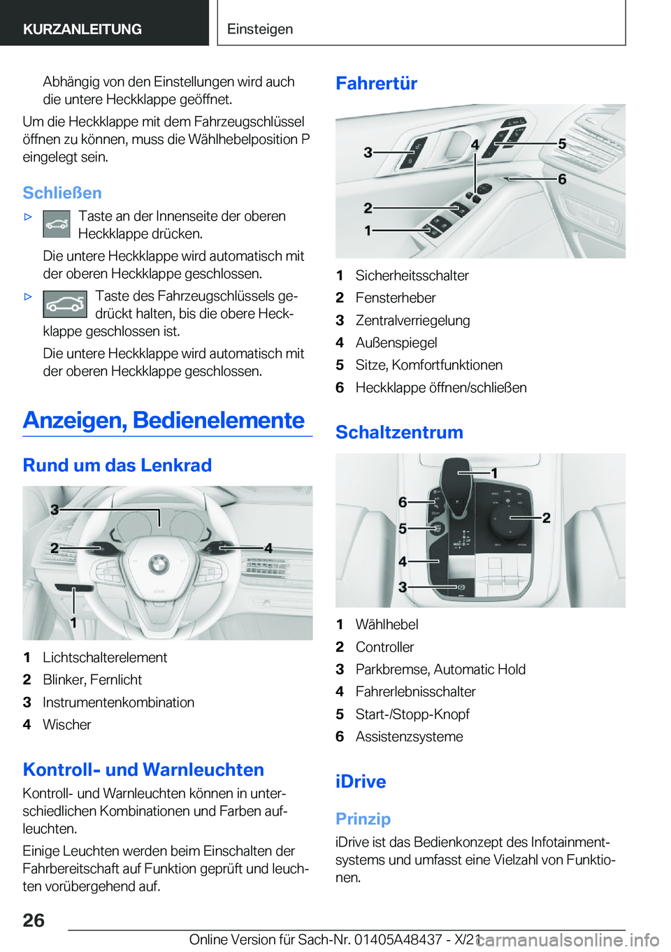BMW X7 2022  Betriebsanleitungen (in German) �A�b�h�