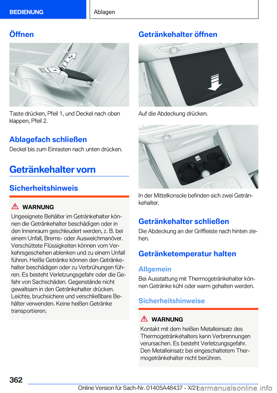 BMW X7 2022  Betriebsanleitungen (in German) �