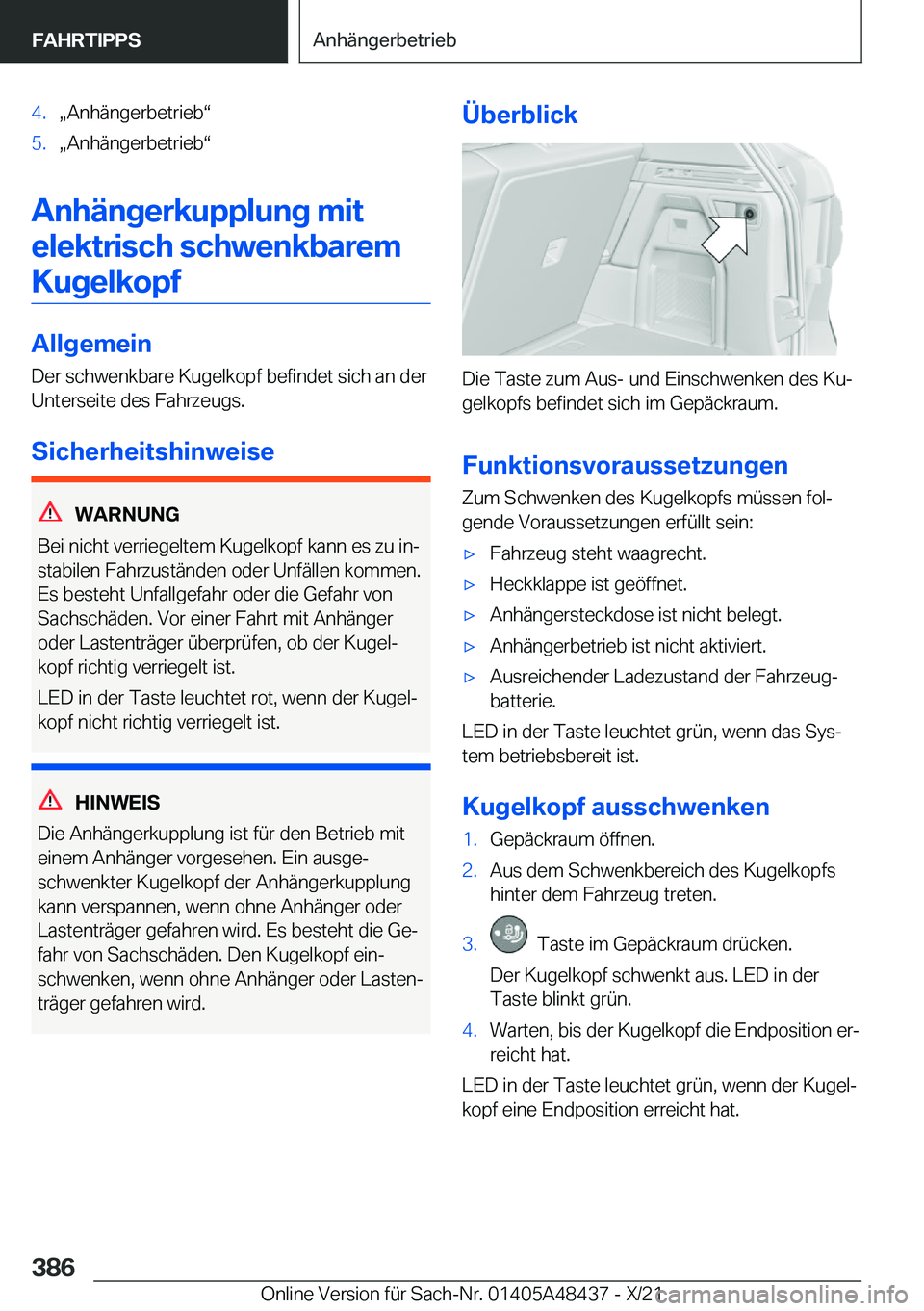 BMW X7 2022  Betriebsanleitungen (in German) �4�.x�A�n�h�