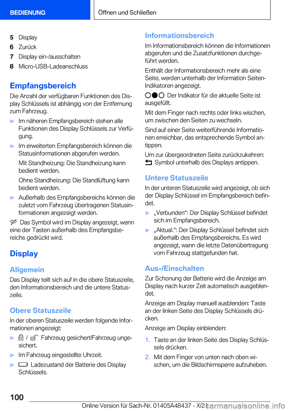 BMW X7 2022  Betriebsanleitungen (in German) �5�D�i�s�p�l�a�y�6�Z�u�r�