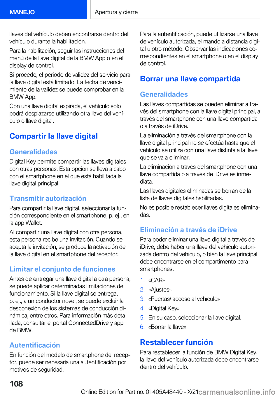 BMW X7 2022  Manuales de Empleo (in Spanish) �l�l�a�v�e�s��d�e�l��v�e�h�