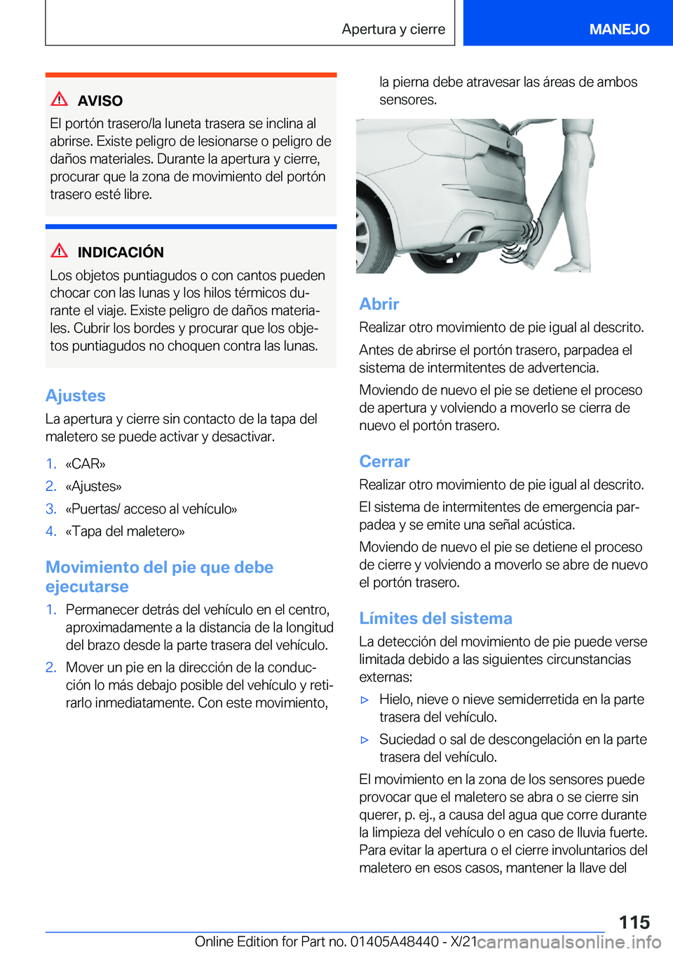 BMW X7 2022  Manuales de Empleo (in Spanish) �A�V�I�S�O
�E�l��p�o�r�t�