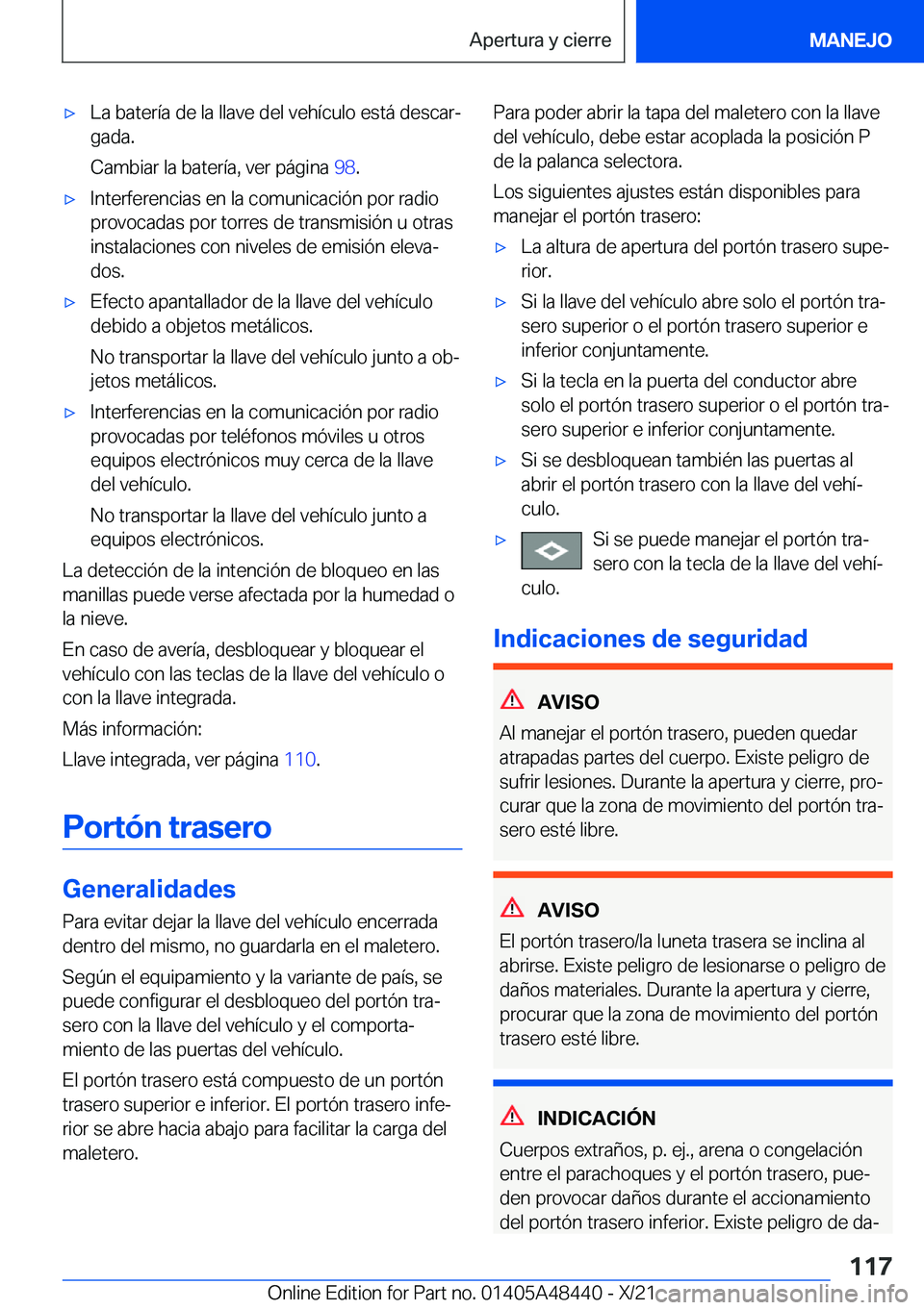 BMW X7 2022  Manuales de Empleo (in Spanish) x�L�a��b�a�t�e�r�