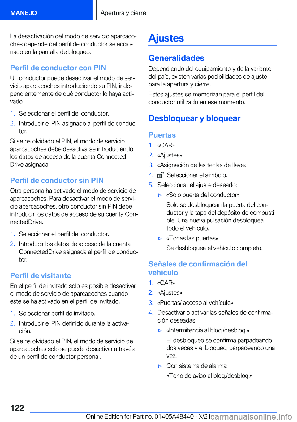 BMW X7 2022  Manuales de Empleo (in Spanish) �L�a��d�e�s�a�c�t�i�v�a�c�i�