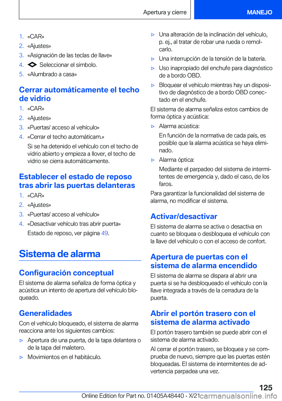 BMW X7 2022  Manuales de Empleo (in Spanish) �1�.�«�C�A�R�{�2�.�«�A�j�u�s�t�e�s�{�3�.�«�A�s�i�g�n�a�c�i�