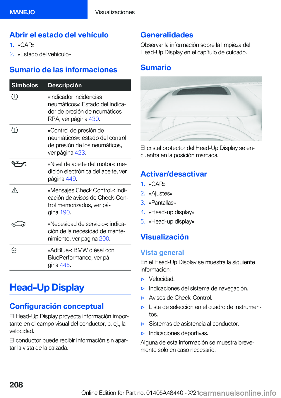 BMW X7 2022  Manuales de Empleo (in Spanish) �A�b�r�i�r��e�l��e�s�t�a�d�o��d�e�l��v�e�h�