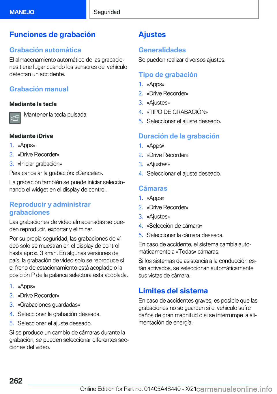 BMW X7 2022  Manuales de Empleo (in Spanish) �F�u�n�c�i�o�n�e�s��d�e��g�r�a�b�a�c�i�