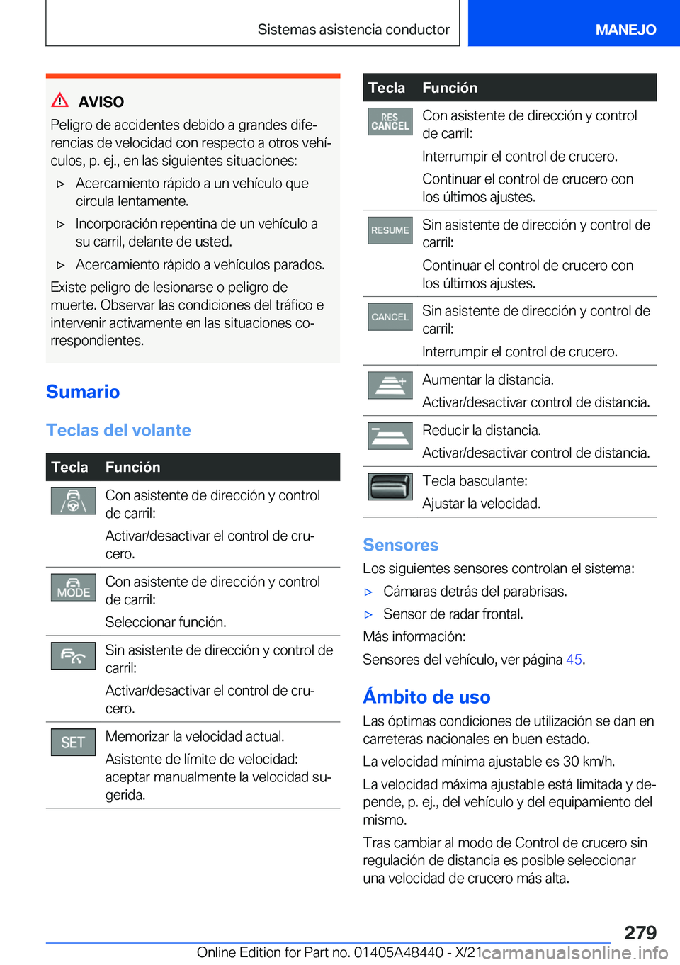 BMW X7 2022  Manuales de Empleo (in Spanish) �A�V�I�S�O
�P�e�l�i�g�r�o��d�e��a�c�c�i�d�e�n�t�e�s��d�e�b�i�d�o��a��g�r�a�n�d�e�s��d�i�f�eª
�r�e�n�c�i�a�s��d�e��v�e�l�o�c�i�d�a�d��c�o�n��r�e�s�p�e�c�t�o��a��o�t�r�o�s��v�e�h�