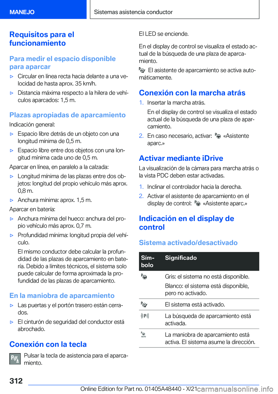 BMW X7 2022  Manuales de Empleo (in Spanish) �R�e�q�u�i�s�i�t�o�s��p�a�r�a��e�l
�f�u�n�c�i�o�n�a�m�i�e�n�t�o
�P�a�r�a��m�e�d�i�r��e�l��e�s�p�a�c�i�o��d�i�s�p�o�n�i�b�l�e
�p�a�r�a��a�p�a�r�c�a�rx�C�i�r�c�u�l�a�r��e�n��l�