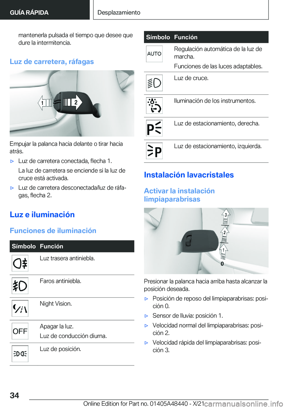 BMW X7 2022  Manuales de Empleo (in Spanish) �m�a�n�t�e�n�e�r�l�a��p�u�l�s�a�d�a��e�l��t�i�e�m�p�o��q�u�e��d�e�s�e�e��q�u�e
�d�u�r�e��l�a��i�n�t�e�r�m�i�t�e�n�c�i�a�.
�L�u�z��d�e��c�a�r�r�e�t�e�r�a�,��r�