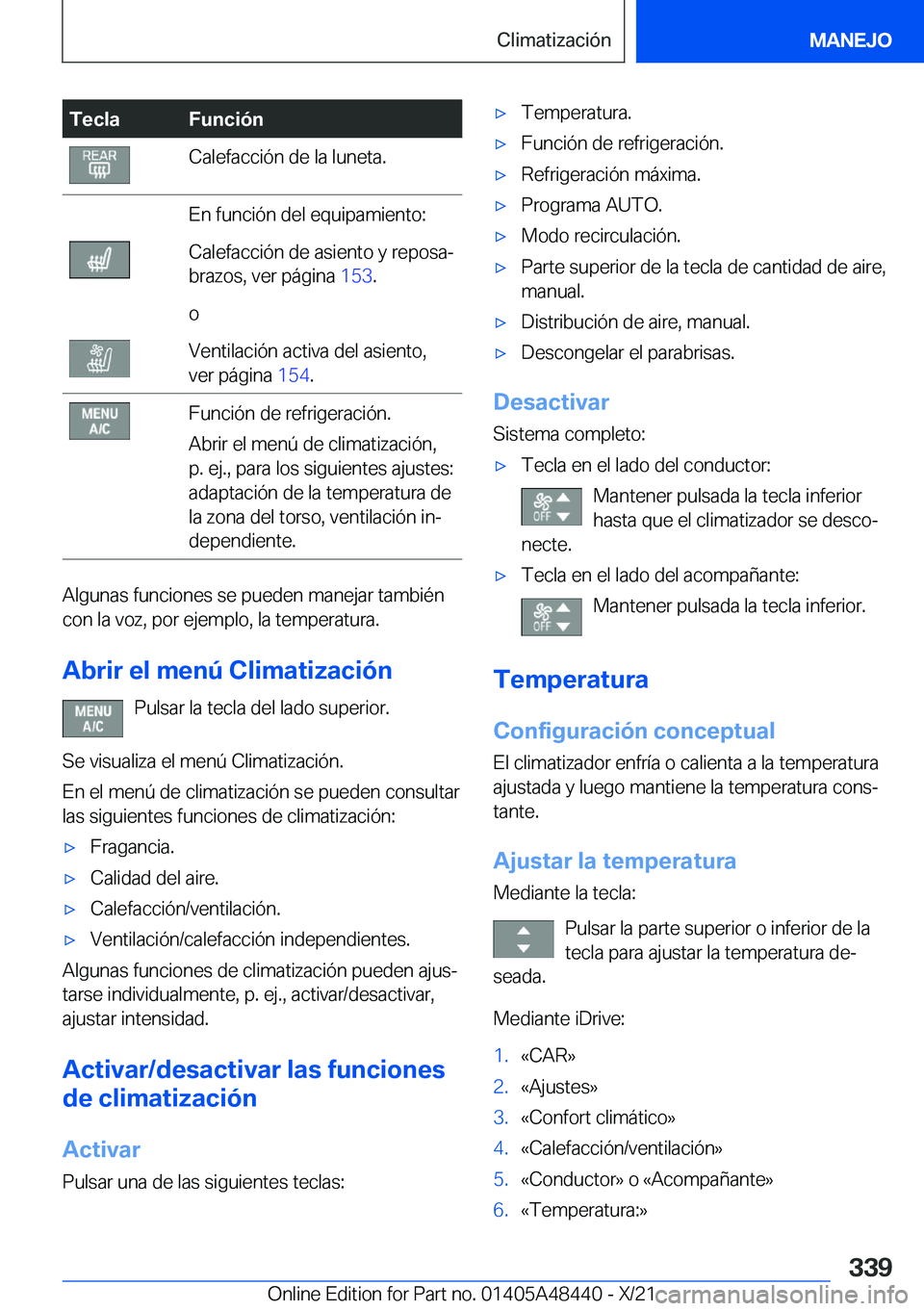 BMW X7 2022  Manuales de Empleo (in Spanish) �T�e�c�l�a�F�u�n�c�i�