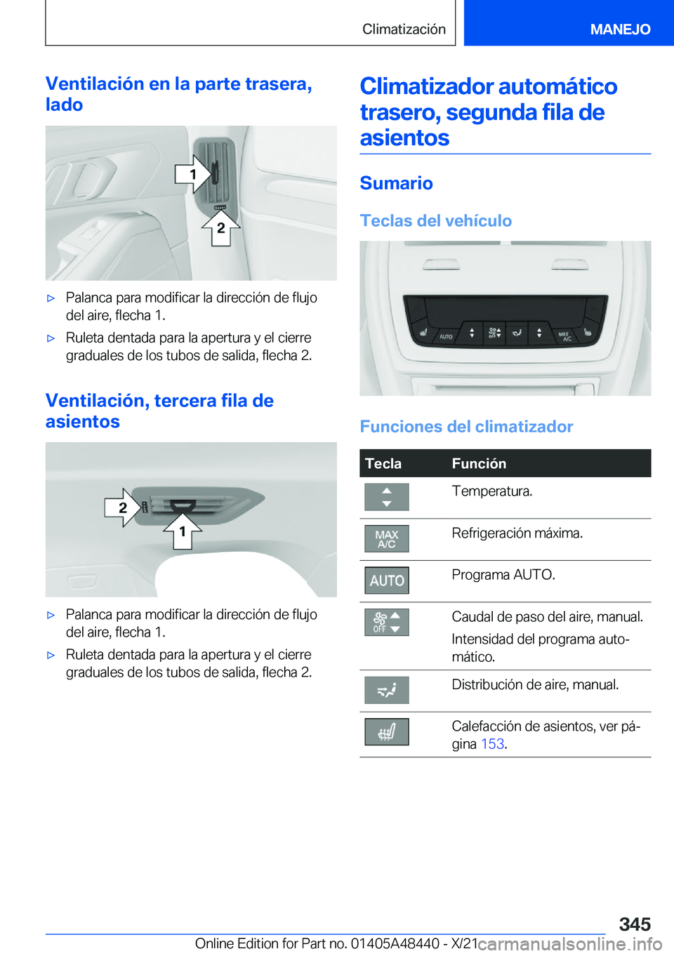 BMW X7 2022  Manuales de Empleo (in Spanish) �V�e�n�t�i�l�a�c�i�