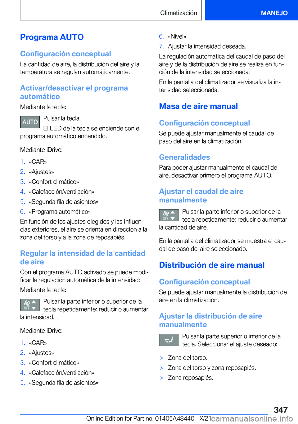 BMW X7 2022  Manuales de Empleo (in Spanish) �P�r�o�g�r�a�m�a��A�U�T�O
�C�o�n�f�i�g�u�r�a�c�i�