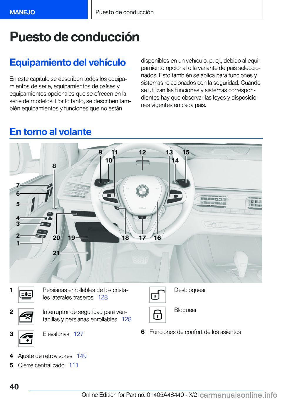 BMW X7 2022  Manuales de Empleo (in Spanish) �P�u�e�s�t�o��d�e��c�o�n�d�u�c�c�i�