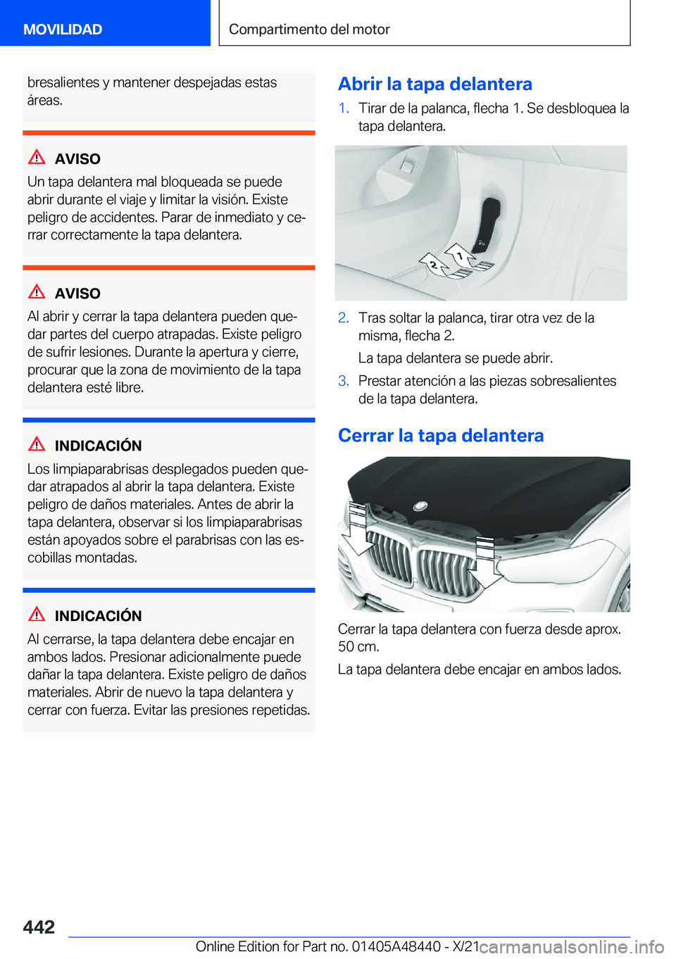 BMW X7 2022  Manuales de Empleo (in Spanish) �b�r�e�s�a�l�i�e�n�t�e�s��y��m�a�n�t�e�n�e�r��d�e�s�p�e�j�a�d�a�s��e�s�t�a�s�