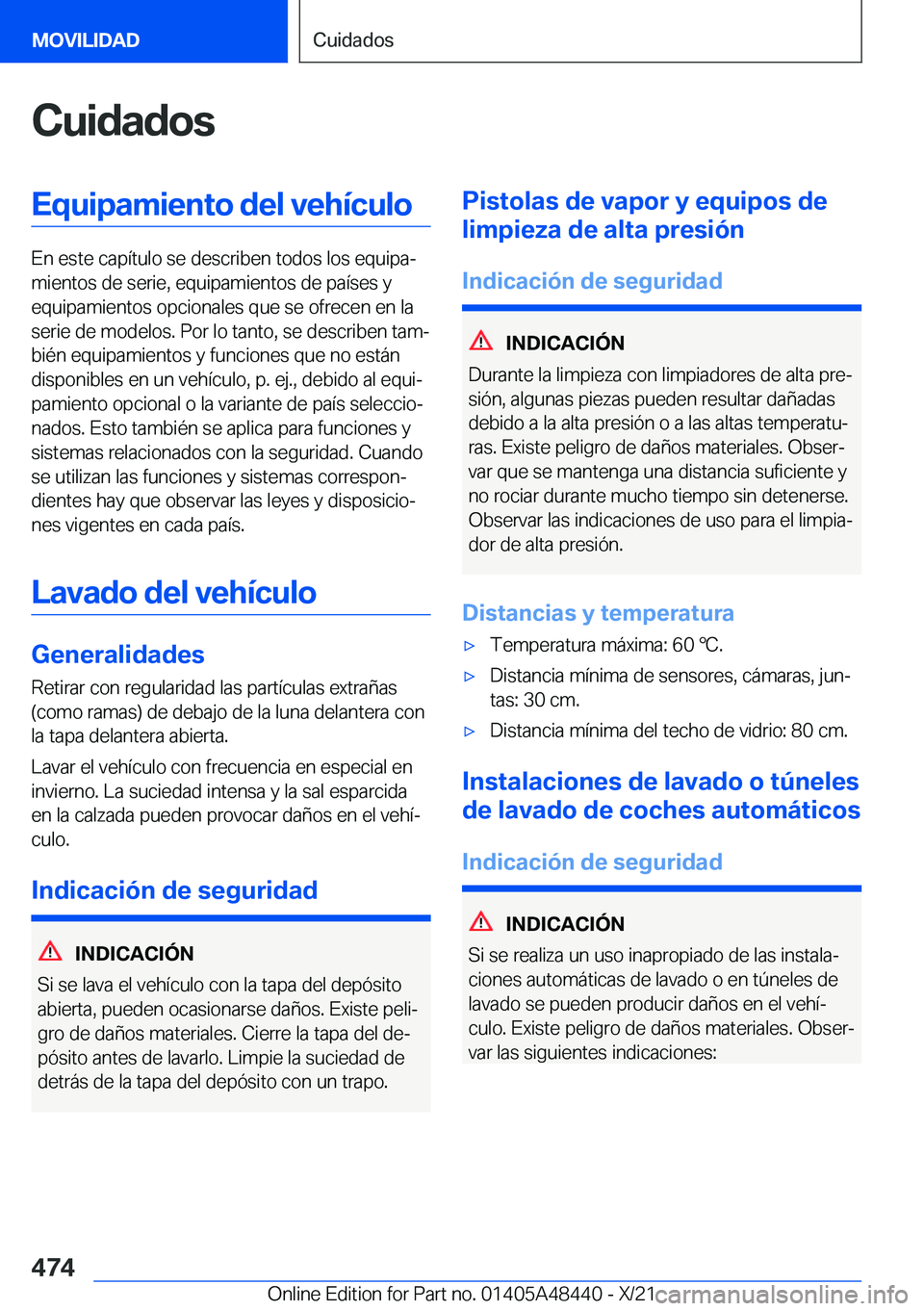 BMW X7 2022  Manuales de Empleo (in Spanish) �C�u�i�d�a�d�o�s�E�q�u�i�p�a�m�i�e�n�t�o��d�e�l��v�e�h�