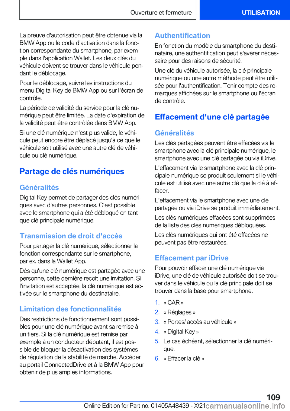 BMW X7 2022  Notices Demploi (in French) �L�a��p�r�e�u�v�e��d�'�a�u�t�o�r�i�s�a�t�i�o�n��p�e�u�t��ê�t�r�e��o�b�t�e�n�u�e��v�i�a��l�a�B�M�W��A�p�p��o�u��l�e��c�o�d�e��d�'�a�c�t�i�v�a�t�i�o�n��d�a�n�s��l�a��f�o�n�cj
�t