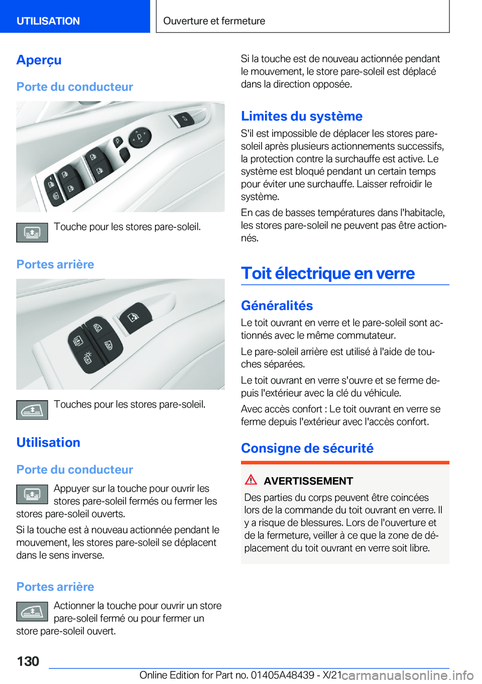 BMW X7 2022  Notices Demploi (in French) �A�p�e�r�ç�u
�P�o�r�t�e��d�u��c�o�n�d�u�c�t�e�u�r
�T�o�u�c�h�e��p�o�u�r��l�e�s��s�t�o�r�e�s��p�a�r�e�-�s�o�l�e�i�l�.
�P�o�r�t�e�s��a�r�r�i�è�r�e
�T�o�u�c�h�e�s��p�o�u�r��l�e�s��s�t�o�r�e�s