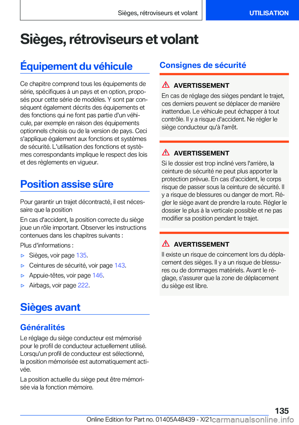 BMW X7 2022  Notices Demploi (in French) �S�i�è�g�e�s�,��r�é�t�r�o�v�i�s�e�u�r�s��e�t��v�o�l�a�n�t�