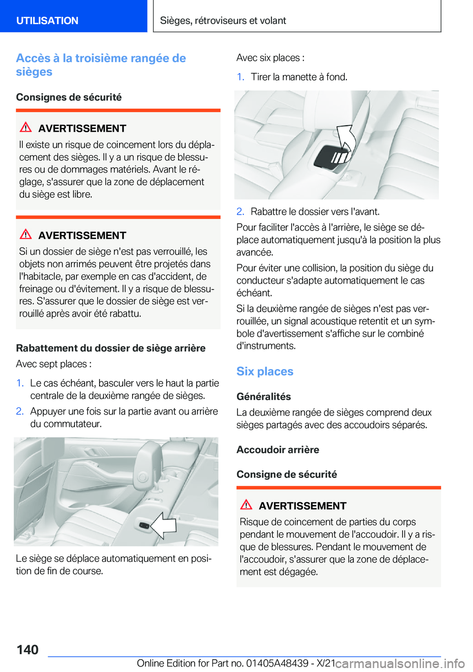 BMW X7 2022  Notices Demploi (in French) �A�c�c�è�s��