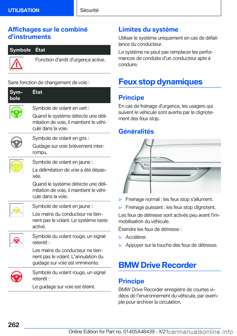 BMW X7 2022  Notices Demploi (in French) �A�f�f�i�c�h�a�g�e�s��s�u�r��l�e��c�o�m�b�i�n�é
�d�'�i�n�s�t�r�u�m�e�n�t�s�S�y�m�b�o�l�e�