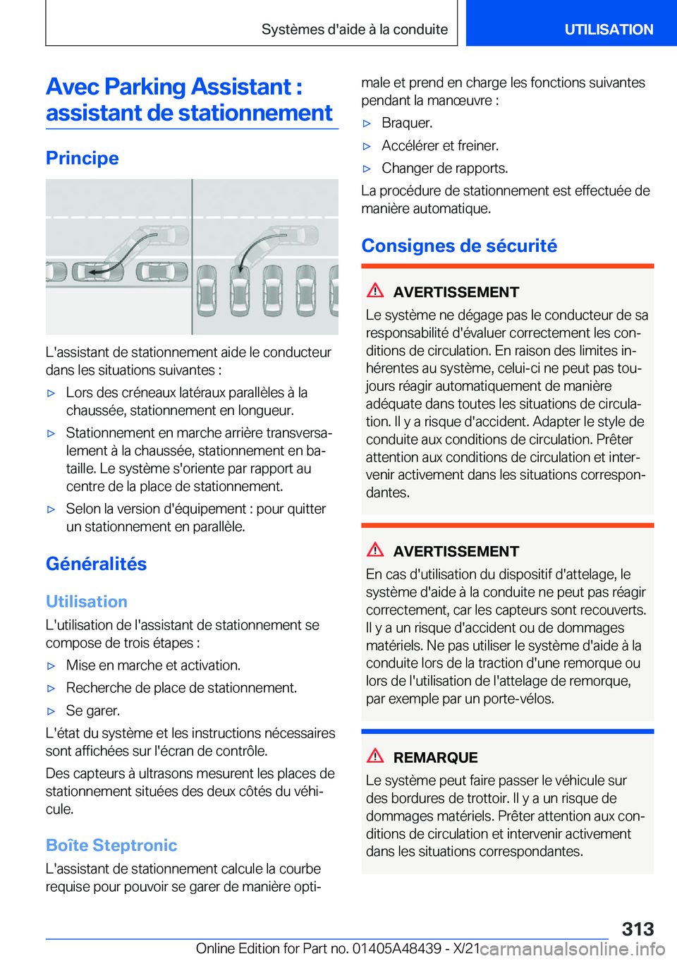 BMW X7 2022  Notices Demploi (in French) �A�v�e�c��P�a�r�k�i�n�g��A�s�s�i�s�t�a�n�t��:�a�s�s�i�s�t�a�n�t��d�e��s�t�a�t�i�o�n�n�e�m�e�n�t
�P�r�i�n�c�i�p�e
�L�'�a�s�s�i�s�t�a�n�t��d�e��s�t�a�t�i�o�n�n�e�m�e�n�t��a�i�d�e��l�e��c�o