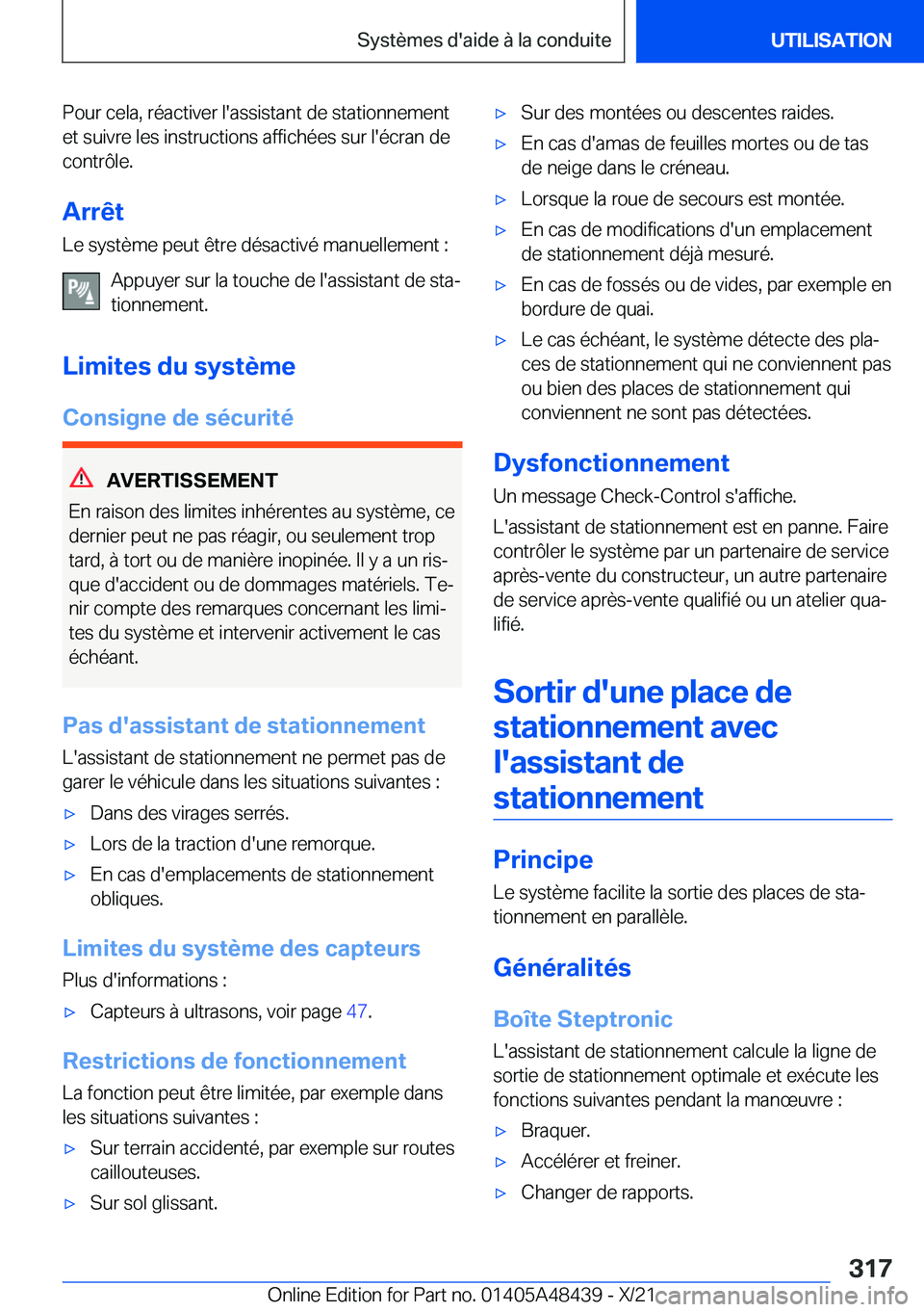 BMW X7 2022  Notices Demploi (in French) �P�o�u�r��c�e�l�a�,��r�é�a�c�t�i�v�e�r��l�'�a�s�s�i�s�t�a�n�t��d�e��s�t�a�t�i�o�n�n�e�m�e�n�t�e�t��s�u�i�v�r�e��l�e�s��i�n�s�t�r�u�c�t�i�o�n�s��a�f�f�i�c�h�é�e�s��s�u�r��l�'�é�c�