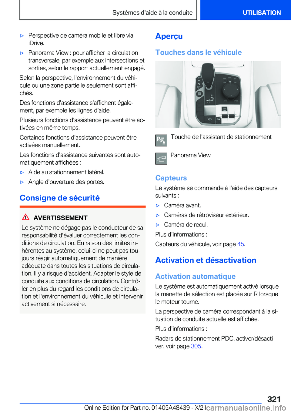 BMW X7 2022  Notices Demploi (in French) 'x�P�e�r�s�p�e�c�t�i�v�e��d�e��c�a�m�é�r�a��m�o�b�i�l�e��e�t��l�i�b�r�e��v�i�a�i�D�r�i�v�e�.'x�P�a�n�o�r�a�m�a��V�i�e�w��:��p�o�u�r��a�f�f�i�c�h�e�r��l�a��c�i�r�c�u�l�a�t�i�o�n�t�