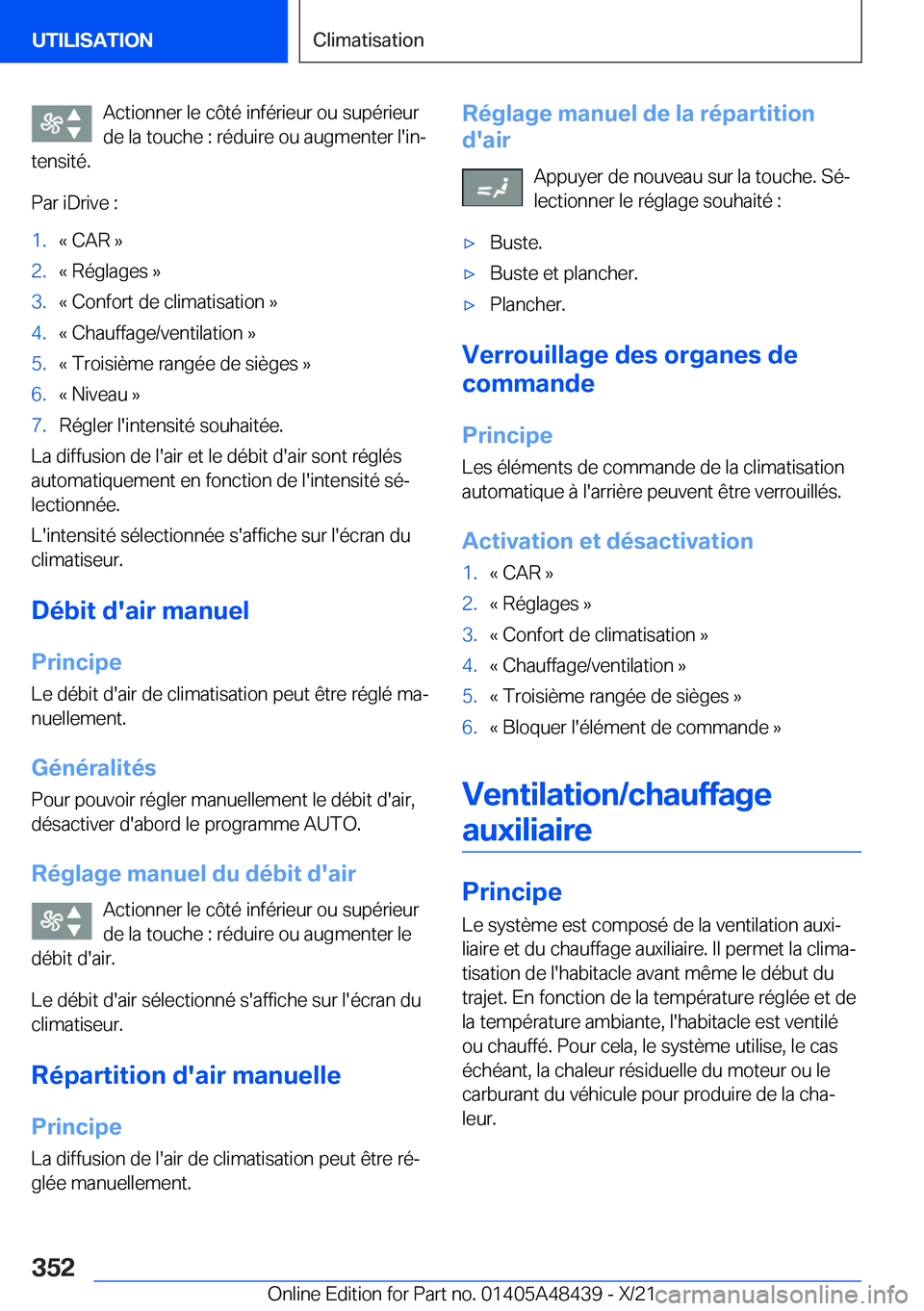 BMW X7 2022  Notices Demploi (in French) �A�c�t�i�o�n�n�e�r��l�e��c�