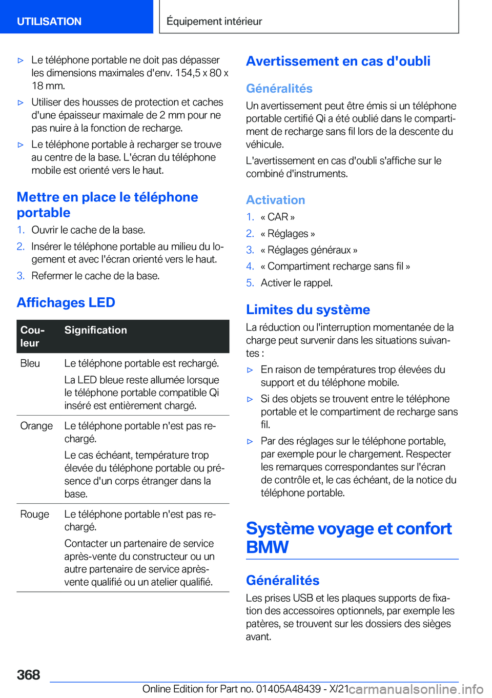 BMW X7 2022  Notices Demploi (in French) 'x�L�e��t�é�l�é�p�h�o�n�e��p�o�r�t�a�b�l�e��n�e��d�o�i�t��p�a�s��d�é�p�a�s�s�e�r�l�e�s��d�i�m�e�n�s�i�o�n�s��m�a�x�i�m�a�l�e�s��d�'�e�n�v�.��1�5�4�,�5��x��8�0��x
�1�8��m�m�.&#
