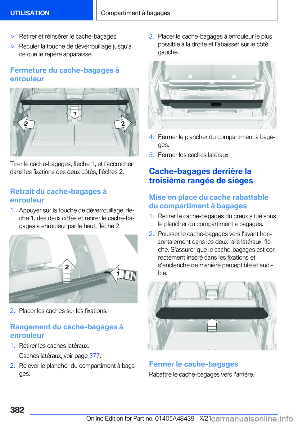 BMW X7 2022  Notices Demploi (in French) 'x�R�e�t�i�r�e�r��e�t��r�é�i�n�s�é�r�e�r��l�e��c�a�c�h�e�-�b�a�g�a�g�e�s�.'x�R�e�c�u�l�e�r��l�a��t�o�u�c�h�e��d�e��d�é�v�e�r�r�o�u�i�l�l�a�g�e��j�u�s�q�u�'�