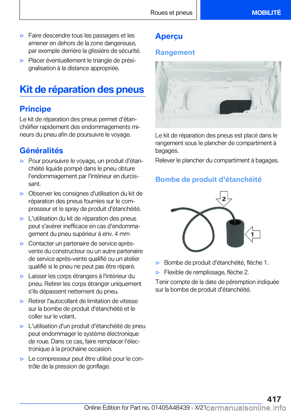 BMW X7 2022  Notices Demploi (in French) 'x�F�a�i�r�e��d�e�s�c�e�n�d�r�e��t�o�u�s��l�e�s��p�a�s�s�a�g�e�r�s��e�t��l�e�s
�a�m�e�n�e�r��e�n��d�e�h�o�r�s��d�e��l�a��z�o�n�e��d�a�n�g�e�r�e�u�s�e�, �p�a�r��e�x�e�m�p�l�e��d�e�r�r
