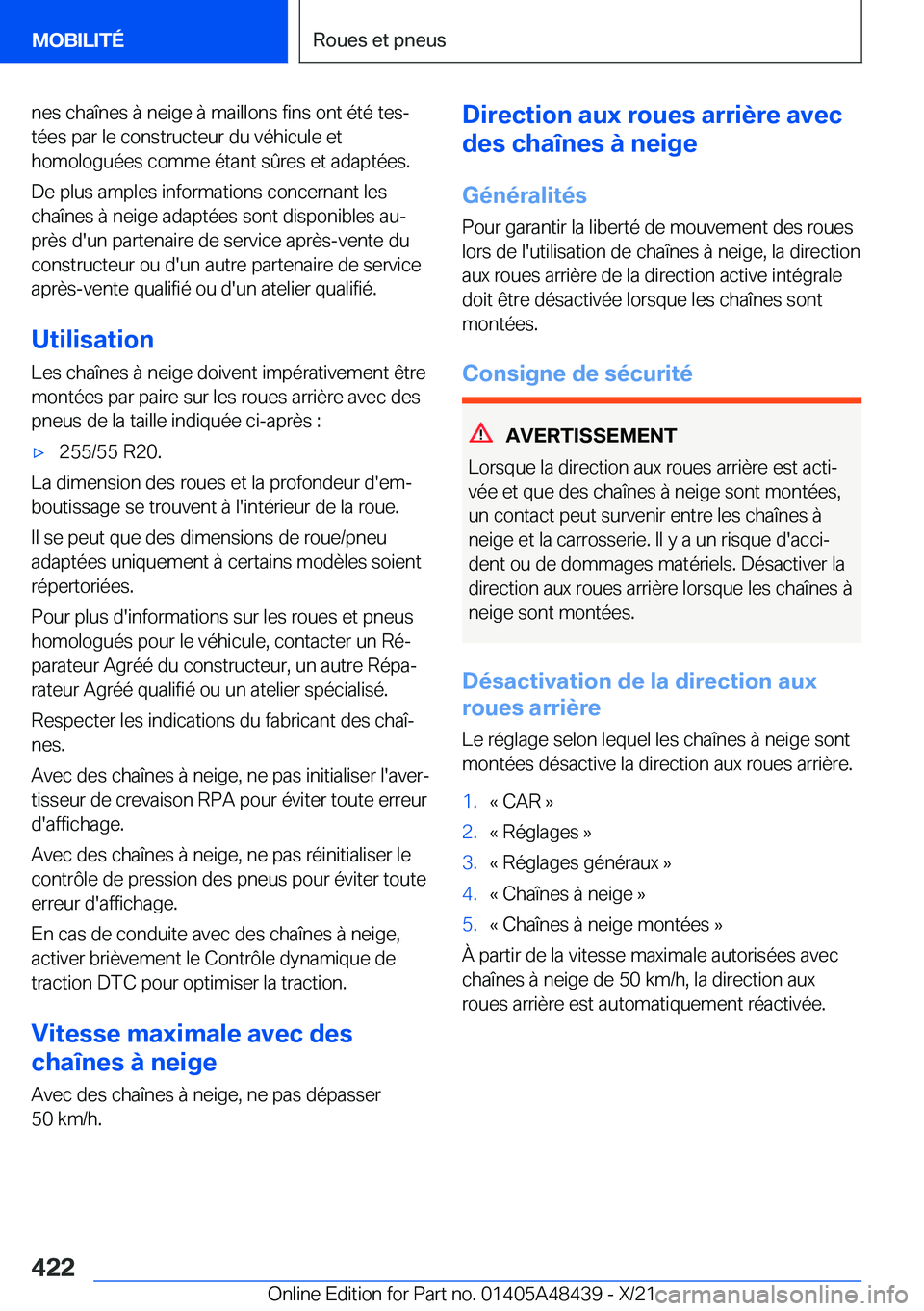 BMW X7 2022  Notices Demploi (in French) �n�e�s��c�h�a�