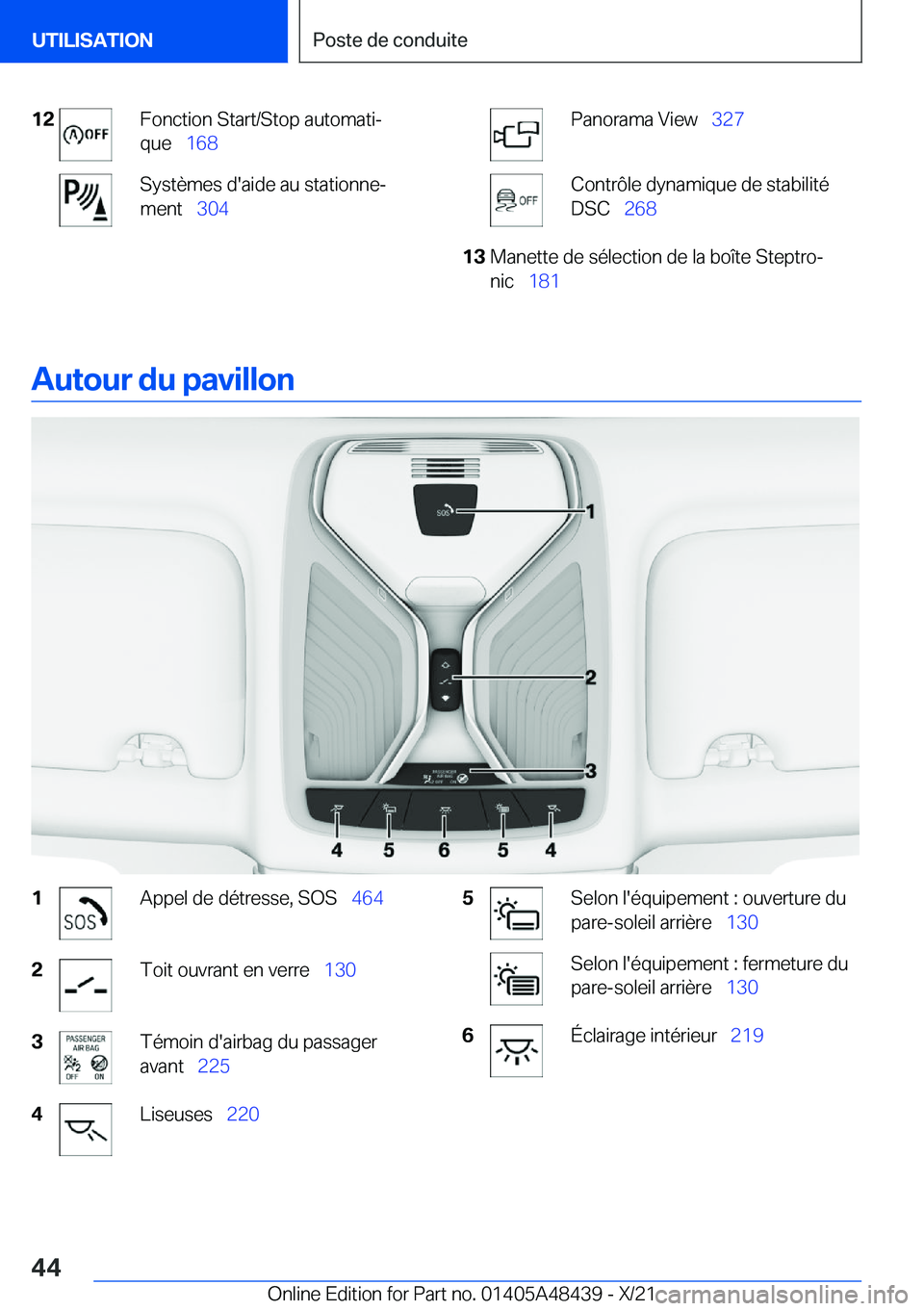BMW X7 2022  Notices Demploi (in French) �1�2�F�o�n�c�t�i�o�n��S�t�a�r�t�/�S�t�o�p��a�u�t�o�m�a�t�ij
�q�u�e\_ �1�6�8�S�y�s�t�è�m�e�s��d�'�a�i�d�e��a�u��s�t�a�t�i�o�n�n�ej
�m�e�n�t\_ �3�0�4�P�a�n�o�r�a�m�a��V�i�e�w\_ �3�2�7