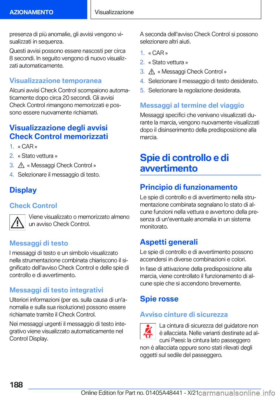 BMW X7 2022  Libretti Di Uso E manutenzione (in Italian) �p�r�e�s�e�n�z�a��d�i��p�i�