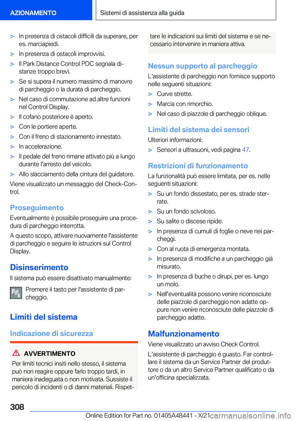 BMW X7 2022  Libretti Di Uso E manutenzione (in Italian) 'x�I�n��p�r�e�s�e�n�z�a��d�i��o�s�t�a�c�o�l�i��d�i�f�f�i�c�i�l�i��d�a��s�u�p�e�r�a�r�e�,��p�e�r�e�s�.��m�a�r�c�i�a�p�i�e�d�i�.'x�I�n��p�r�e�s�e�n�z�a��d�i��o�s�t�a�c�o�l�i��i�m�p�r