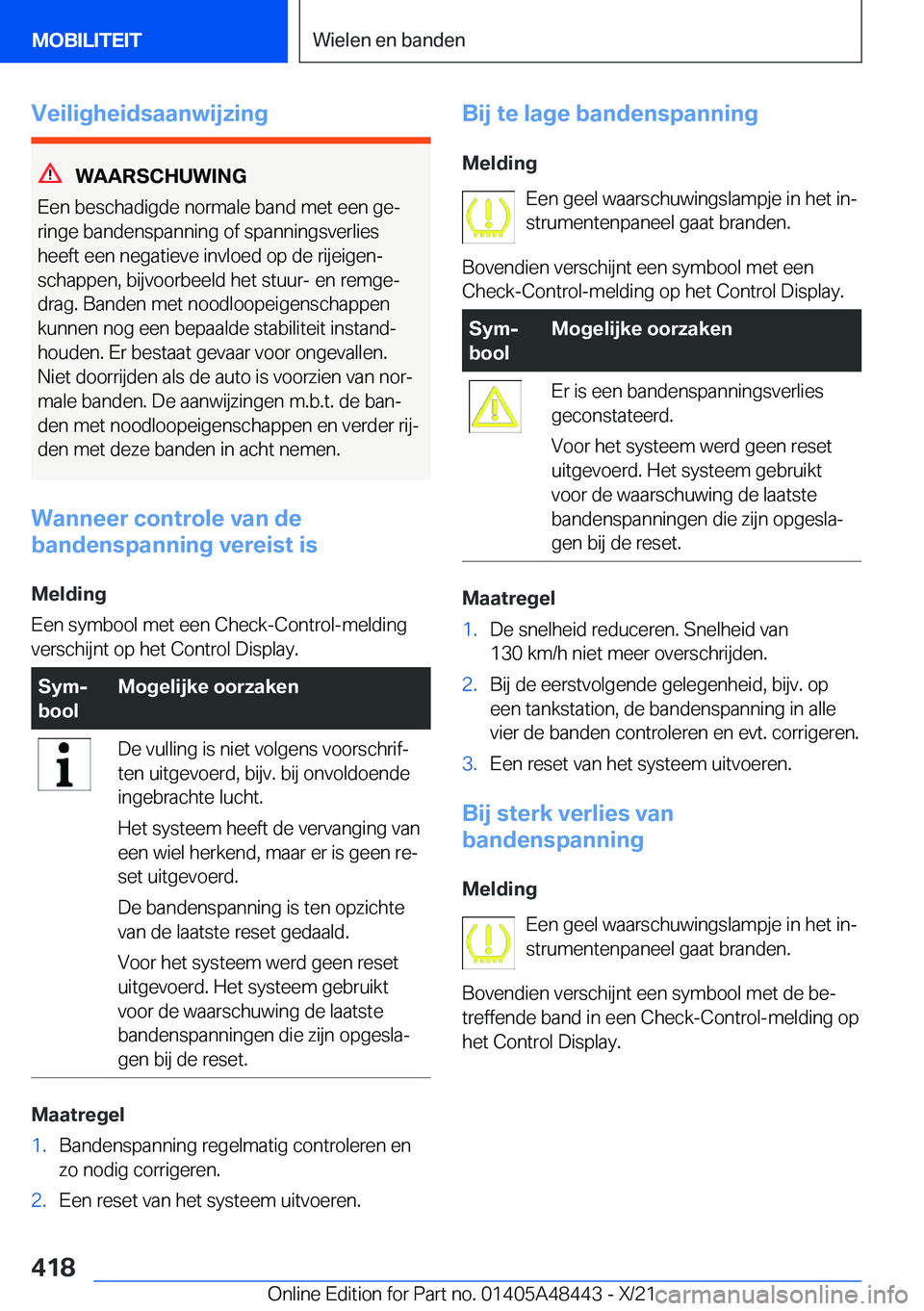 BMW X7 2022  Instructieboekjes (in Dutch) �V�e�i�l�i�g�h�e�i�d�s�a�a�n�w�i�j�z�i�n�g
�W�A�A�R�S�C�H�U�W�I�N�G
�E�e�n��b�e�s�c�h�a�d�i�g�d�e��n�o�r�m�a�l�e��b�a�n�d��m�e�t��e�e�n��g�ej
�r�i�n�g�e��b�a�n�d�e�n�s�p�a�n�n�i�n�g��o�f��s�